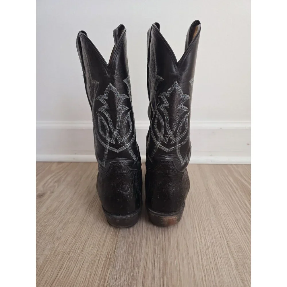 Tony Lama Y2060 Black Leather Embroidery Western Cowboy Pull On Mens Boots 11 D - Picture 7 of 12